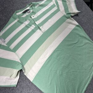 Rocawear Men XL Henley Tshirt Green Striped Style Retro Y2K Vintage Pima Cotton